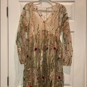 Chicwish floral sheer dress with slip